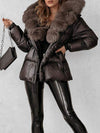 Women's Solid Color Fur Collar Coat