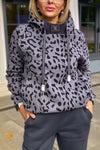 Women's casual leopard print hooded sweatshirt