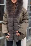 Women's Casual Solid Color Large Fur Collar Cotton Coat