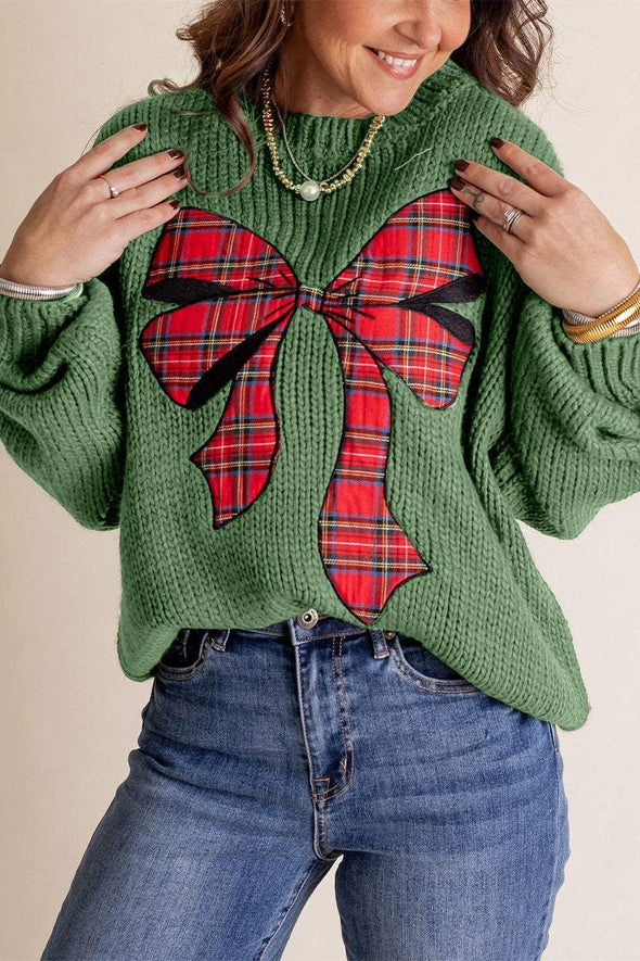 Women's Christmas Knitted Bow Sweater