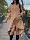 Women's Long Sleeve Hooded Irregular Hem Dress