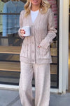 Women's casual texture v-neck knitted jacket suit