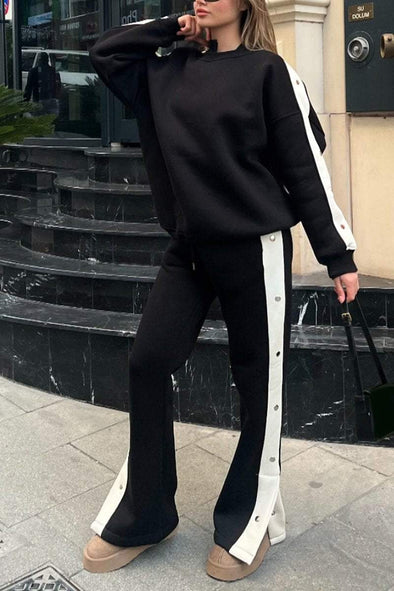 Women's Casual Round-neck Sweatshirt Two-piece Set