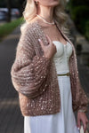 Women's Warm Sequin Gradient Knit Cardigan Jacket