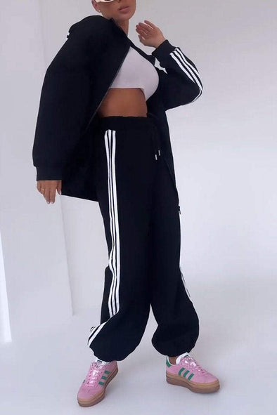 Women's Casual Zipper Loose Two-piece Suit