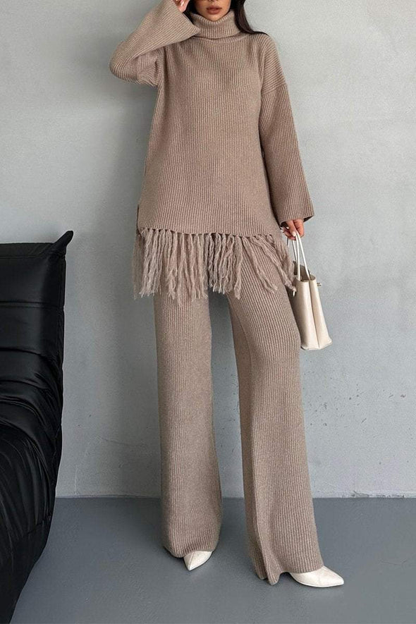 Women's Casual Round Neck Solid Color Two Piece Suit