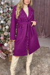 Women's Casual Lapel Beaded Mid-length Trench Coat