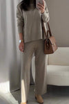 Women's Round Neck Long Sleeve Sweater Casual Suit