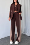 Women's Casual Commuting Contrast Color Spliced Suit Three Piece Suit