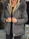 Women's Solid Color Fur Collar Hooded Coat