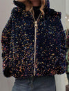 Women's Sequin Hooded Patchwork Coat