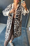 Women's Lapel Leopard Print Casual Long Cardigan