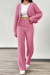 Women's Casual Solid Color Knitted Cardigan Suit