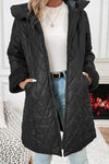 Ladies Casual Solid Color Warm Hooded Cotton Coat