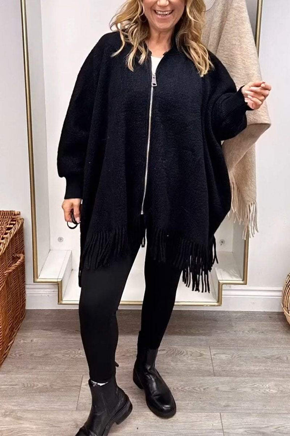 Women's Casual Zipper Tassel Jacket