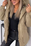 Women's Casual Solid Plush Hooded Coat