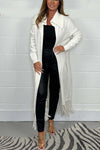 Women's Cream Long Tassel Bottom Collared Cardigan