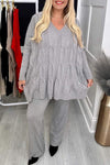 Women's V-neck Long-sleeved Knitted Sweater Casual Suit