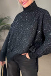 Women's Casual High-neck Shiny Long-sleeved Sweater