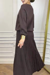 Women's Round Neck Long Sleeve Sweater and Skirt Two Piece Suit