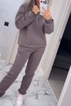 Women's casual sports zipper half open collar sweatshirt suit