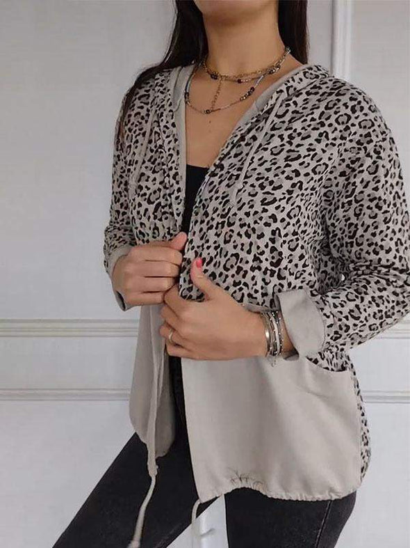 Women's Leopard Print Long Sleeve Hoodies