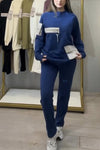 Women's Casual Crew Neck Multi-pocket Zipper Embellished Track Suit