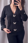 Women's Fashion V-Neck Butterfly Button Sweater Cardigans