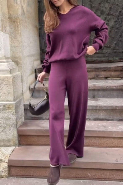 Women's V-neck Long Sleeve Two-piece Set