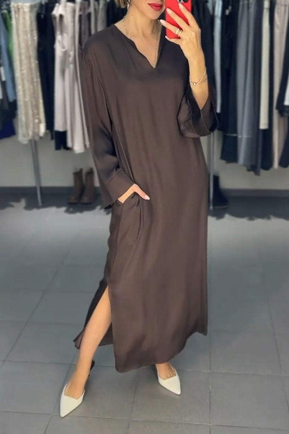 Women's Solid Color Casual Long Sleeve Dress