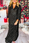 Women's Casual Solid Color V-Neck Sequin Dress