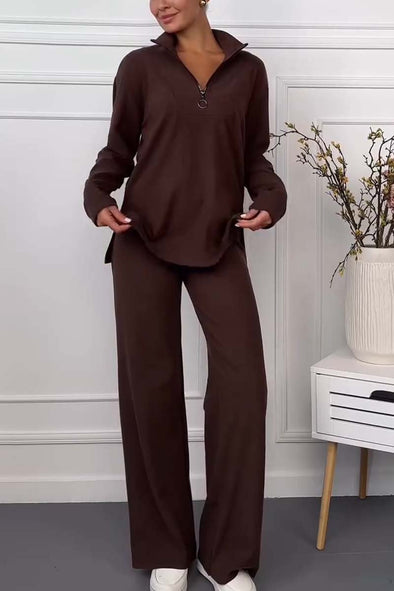 Women's Casual Half Zip Comfortable Knitted Suit