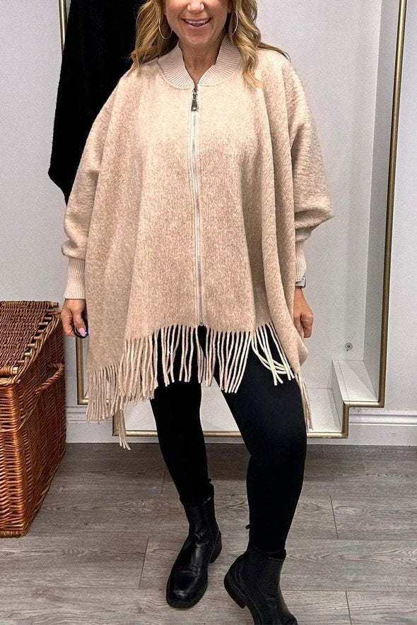 Women's Casual Zipper Tassel Jacket