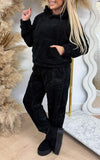 Women's Solid Color Polar Fleece Hoodies and Trousers Set