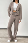 Women's Casual Solid Color Knitted Cardigan Suit