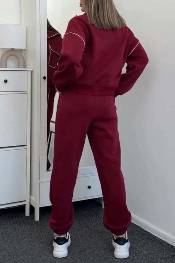 Women's casual sports half-zip sweatshirt suit