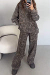 Women's Leopard Print Hoodies and Trousers Set