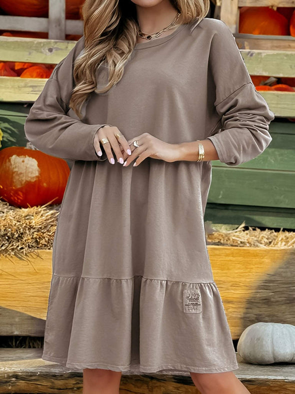 Women's Round Collar Long Sleeve Dress