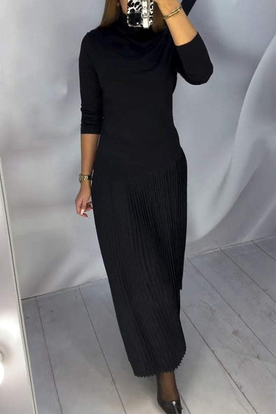 Women's Solid Color Turtleneck Dress