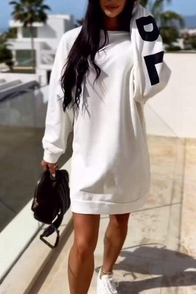 Women's Casual Round-neck Letter Pullover Sweatshirt