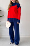 Women's Casual Colorblock Knit Two-Piece Set