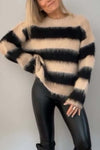 Women's casual striped crew neck knitted sweater