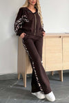 Women's casual leopard print patchwork sports suit