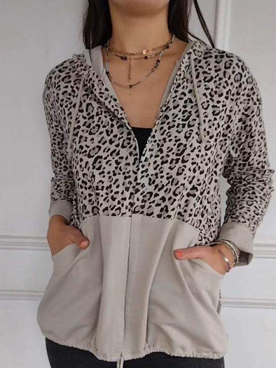 Women's Leopard Print Long Sleeve Hoodies