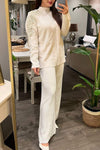 Women's Round Neck Beaded All-match Casual Suit