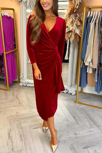 Women's Elegant Slim Fit Velvet Dress