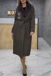 Women's Casual Solid Color Lapel Long Cotton Coat