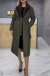 Women's Casual Solid Color Lapel Long Cotton Coat