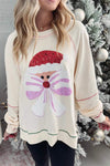 Women's Round Neck Long Sleeve Santa Claus Sweatshirt