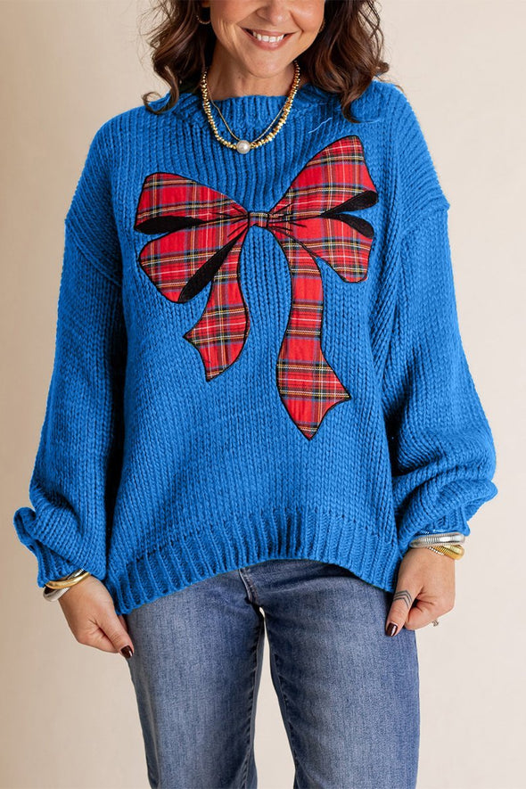 Women's Christmas Knitted Bow Sweater